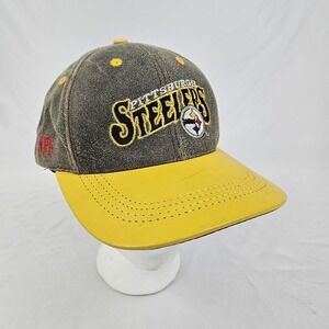Pittsburgh Steelers Leather Cap Hat Snapback Vintage Modern 90s USA